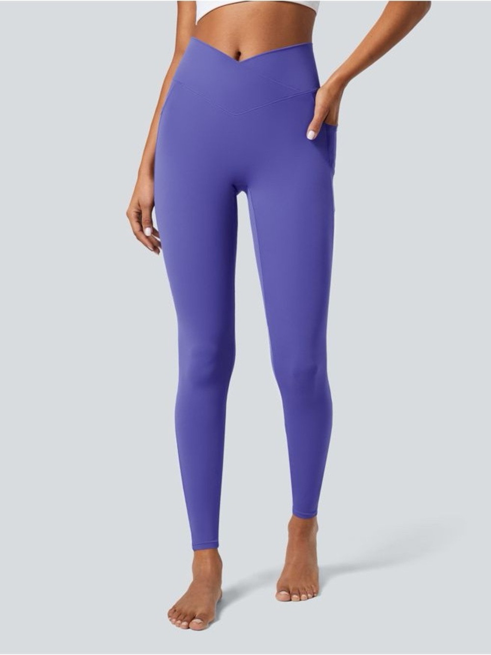 Halara SoftlyZero™ Crossover Pocket Plain Leggings | Purple